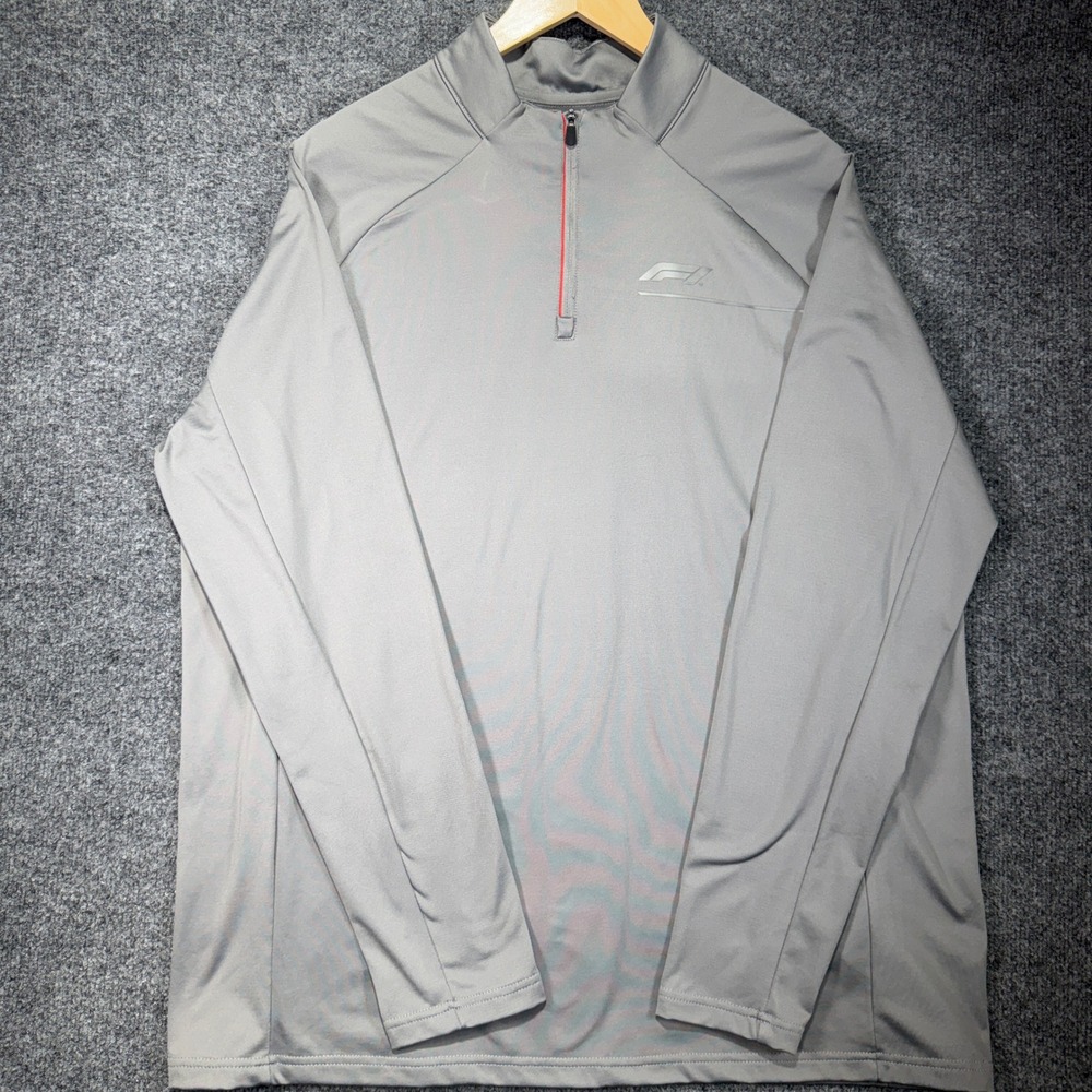 Formula 1 Official 1/4 Zip Pullover Mens XL Gray Performance F1 Racing Top